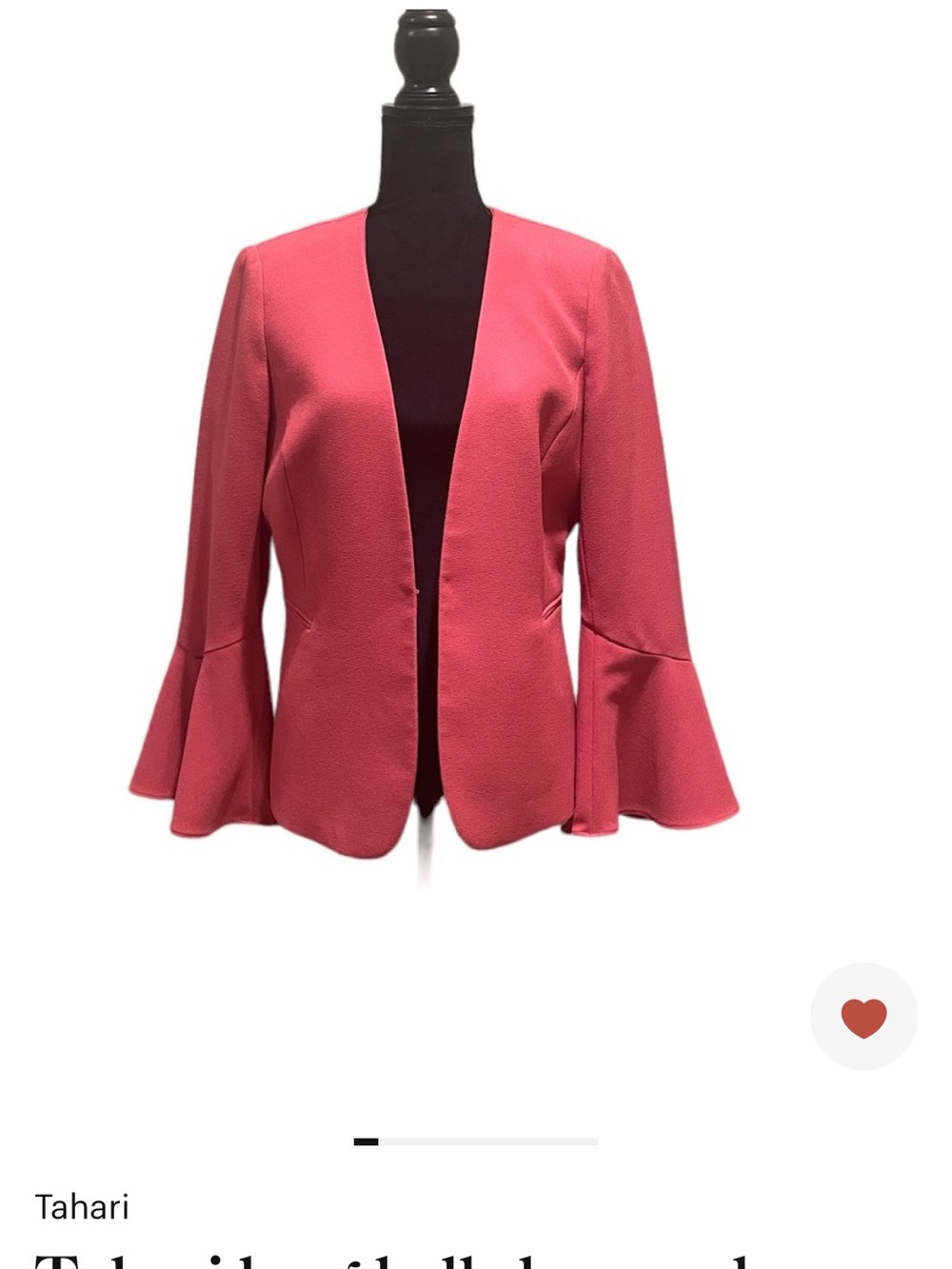 Tahari long bell sleeve salmon colour office attire  blazer suit jacket size 10